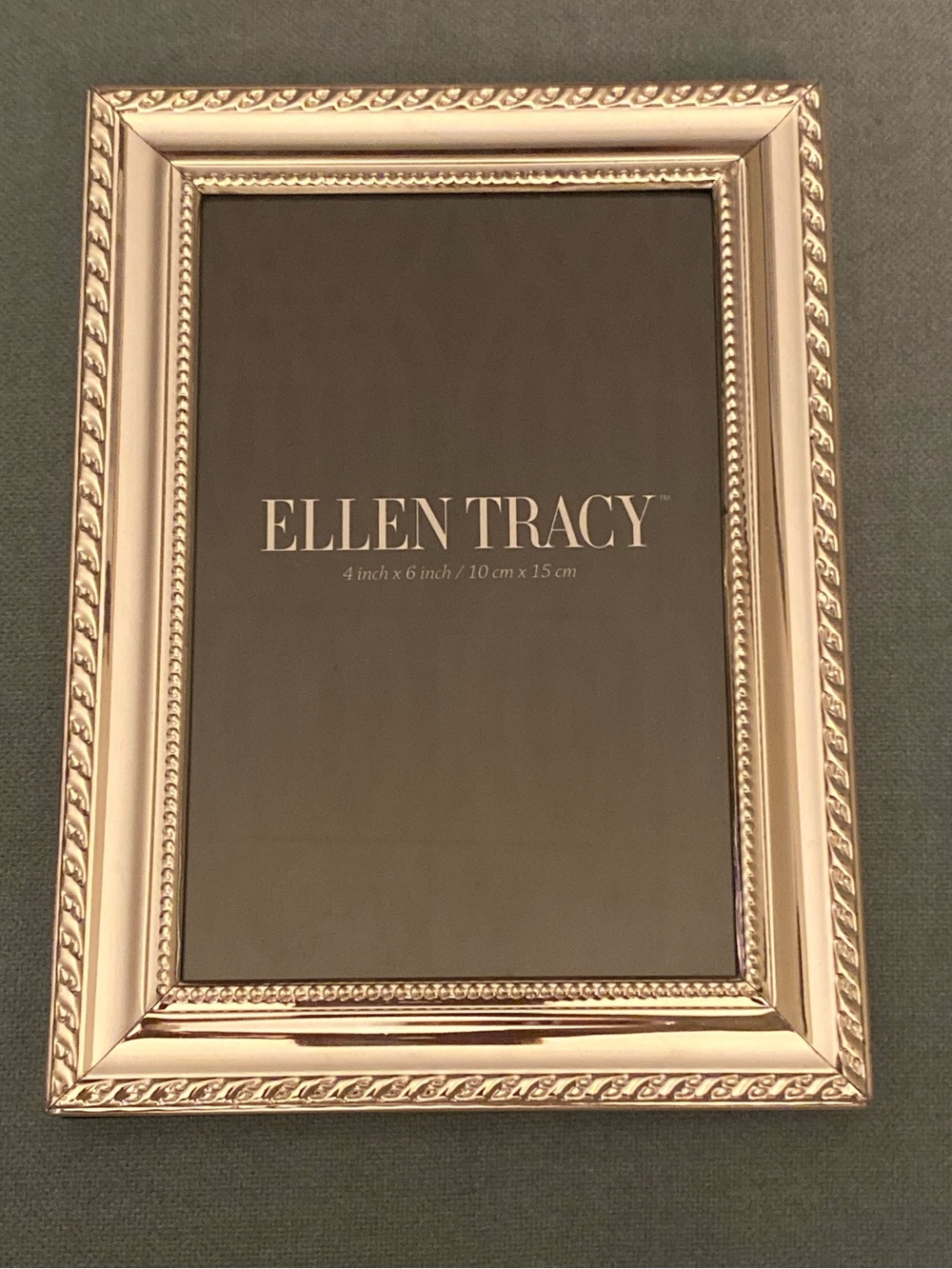 Ellen Tracy 4x6 Silver Metal Picture Frame Beaded Edge Tabletop Decor